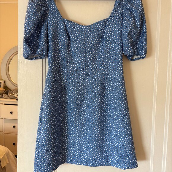 French Connection Blue Puff Sleeve Mini Dress (Size XS)  - Picture 1 of 9